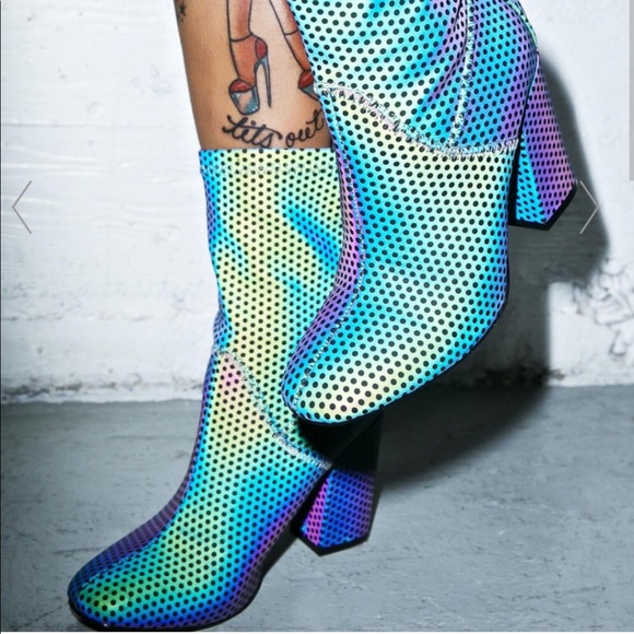 YRU Shoes - YRU Reflective Iridescent Hologram Boots Shoes 7